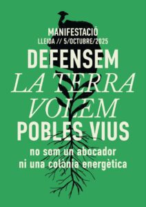Cartell de la manifestacion “Defensem la Terra, volem Pobles Vius"